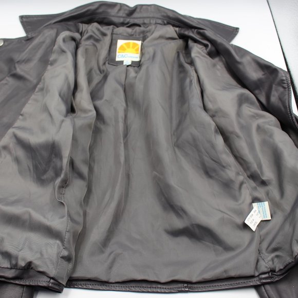 C&C California Dark Grey Embroidered Faux Leather Girls Biker Jacket Size 12 - Picture 8 of 11